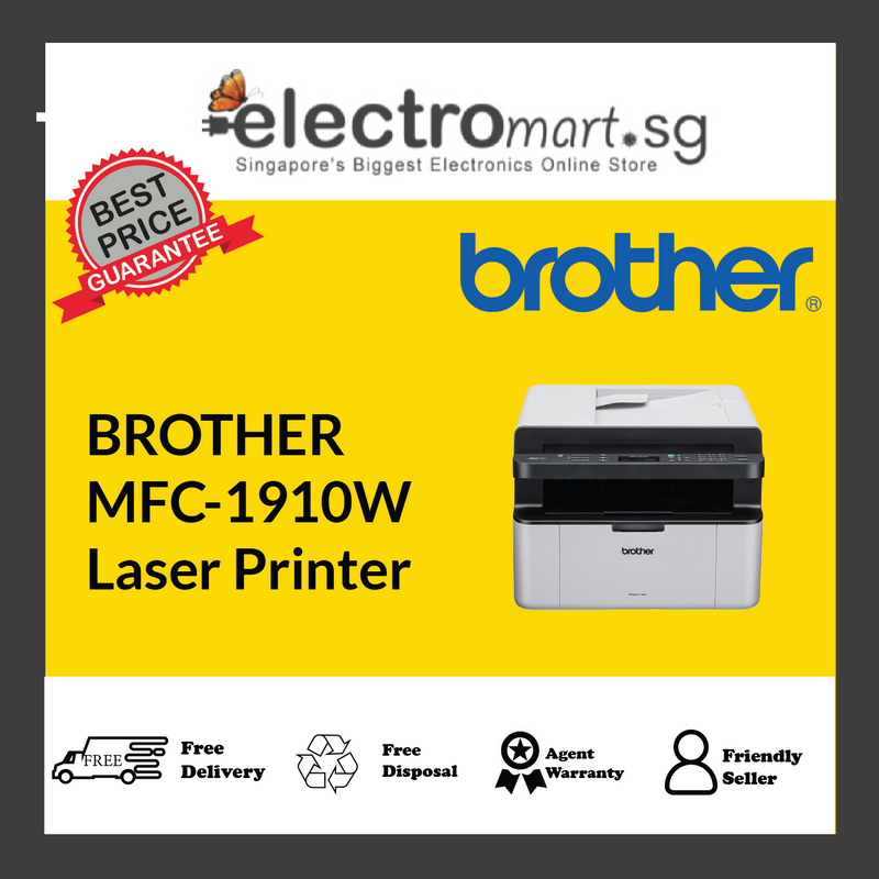 Brother MFC-1910W Compact Monochrome Laser Multi-Function Centre with Fax, ADF and Wireless Capability