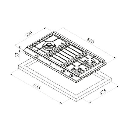 TEKA EX 90.1 3G 90cm Triple Cooking Zone Gas Hob with Cast Iron Grid