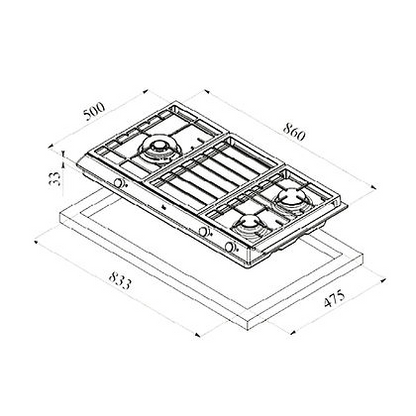 TEKA EX 90.1 3G 90cm Triple Cooking Zone Gas Hob with Cast Iron Grid