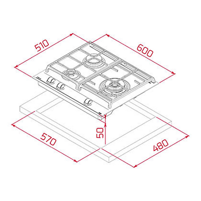 TEKA GZC 63310 60cm 3 Cooking Zone Gas Glass Hob
