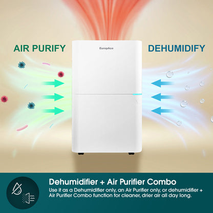 EUROPACE EDH5251BWHWIFI Smart Dehumidifier + Air Purifier 25L