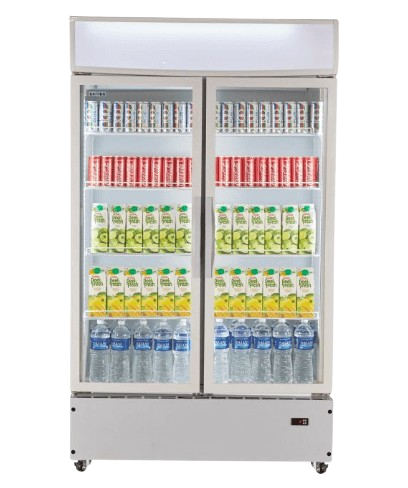 KADEKA KSC-1100W2 Upright Chiller 2-Door Beverage Showcase,  1100L