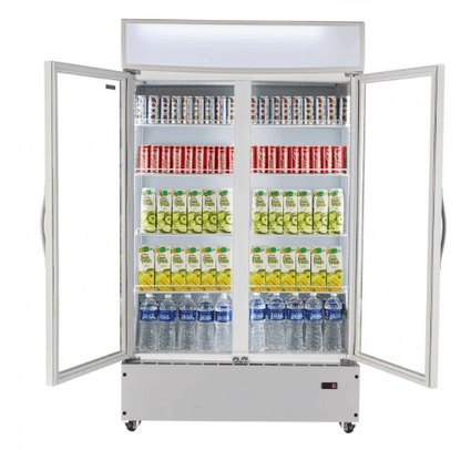 KADEKA KSC-1100W2 Upright Chiller 2-Door Beverage Showcase,  1100L