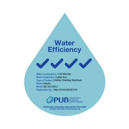 HITACHI BD-SG100CJ Front Load Washer Dryer 10/7kg