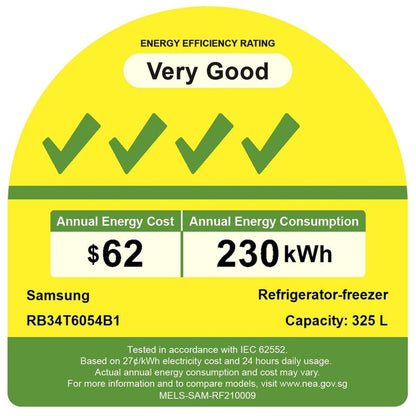 Samsung RB34T6054B1/SS Bottom Mount Freezer 325L