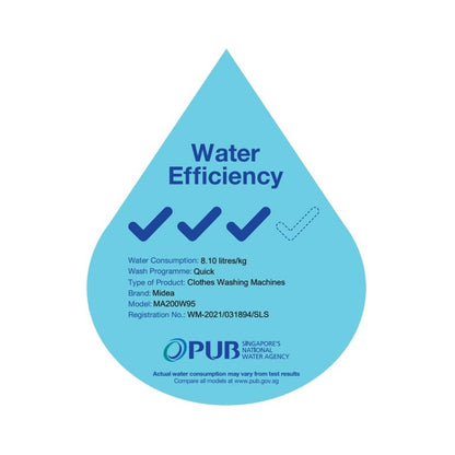 MIDEA MA200W95 Top Load  Washing Machine 9.5kg