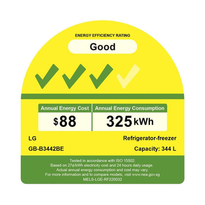 LG GB-B3442BE 2 Door Fridge 344L