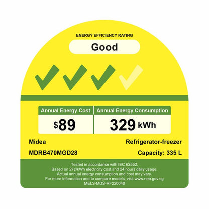 MIDEA MDRB470MGD28 2 Door Bottom Mount Freezer 320L