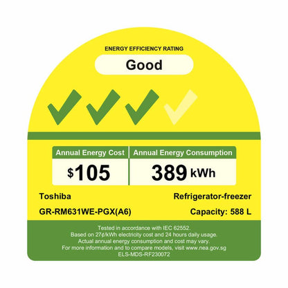 TOSHIBA GR-RM631WE-PGX(A6) Multi Door Fridge 588L