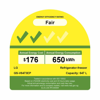 LG GS-V6473EP Side-by-Side Fridge 647L