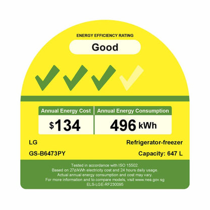 LG GS-B6473PY Side-By-Side Fridge 647L