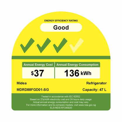 MIDEA MDRD88FGD01-SG Bar Fridge 47L