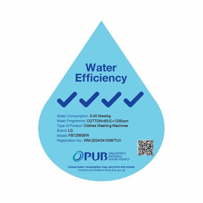 LG FB1208S6W Front Load Washer 8kg