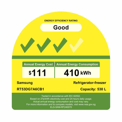 Samsung RT53DG7A6CB1SS Top Mount Fridge 530L
