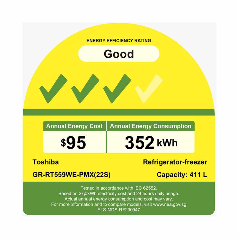 TOSHIBA GR-RT559WE-PMX(22S)  TOP MOUNTED REFRIGERATOR 411L