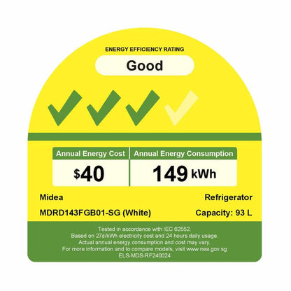 MIDEA MDRD143FGB01-SG Bar Fridge 93L