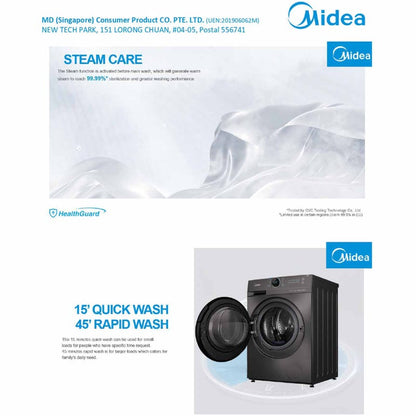 MIDEA MF200W120WB Front Load  Washing Machine 12kg