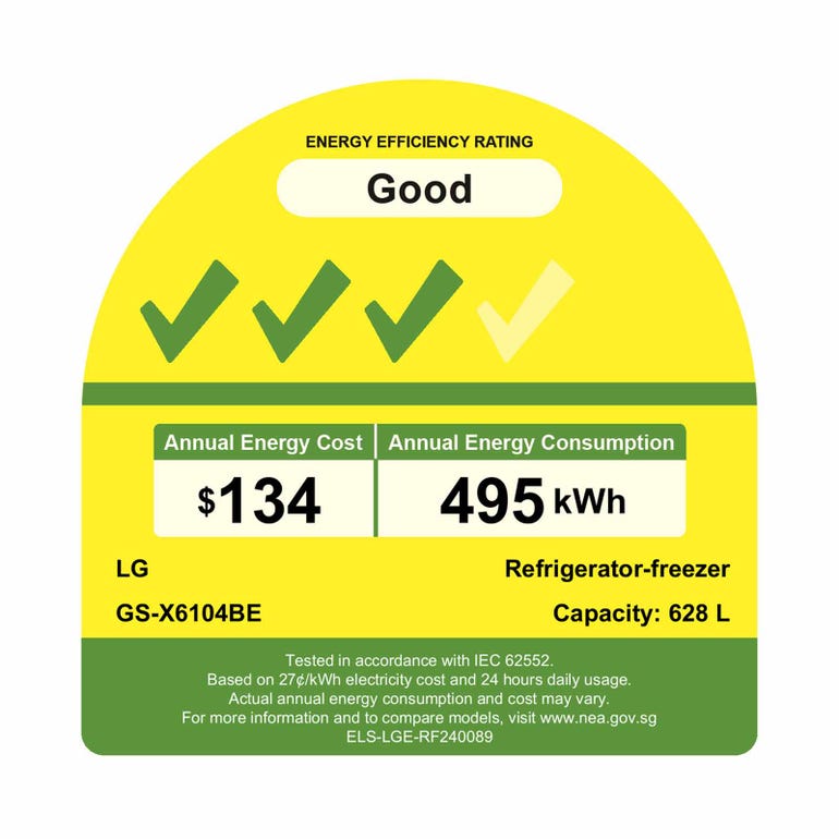 LG GS-X6104BE Side-By-Side Fridge 628L