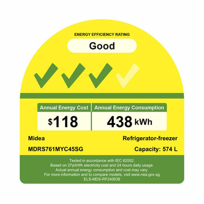 MIDEA MDRS761MYC45SG Side By Side Fridge 574L