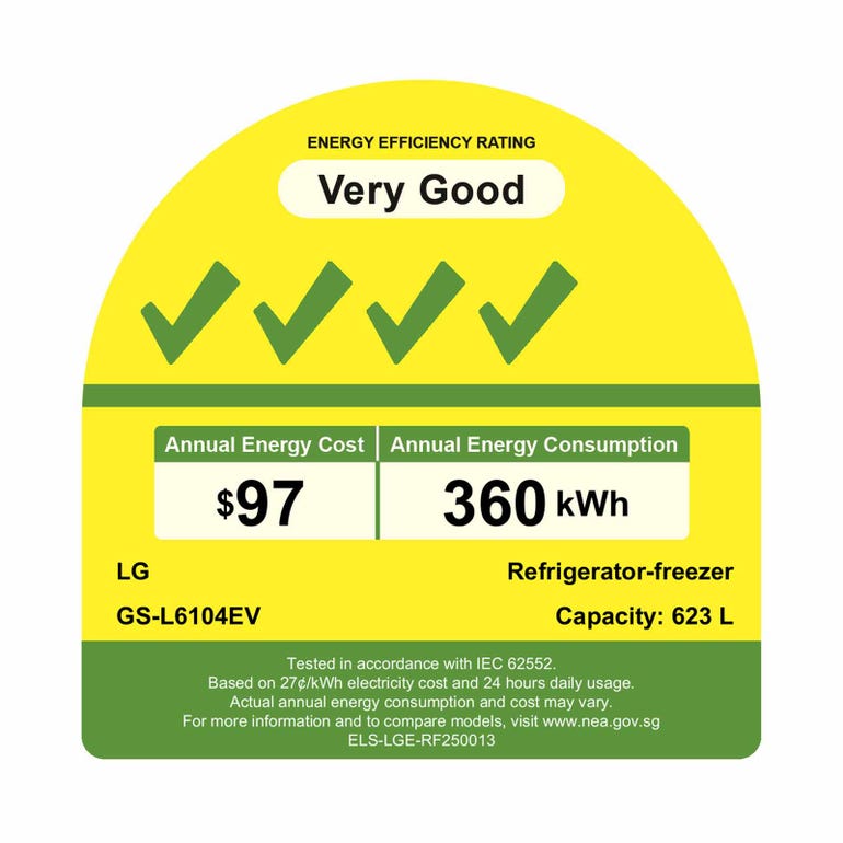 LG GS-L6104EV Side-By-Side Fridge 623L
