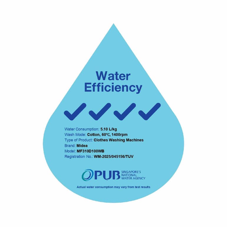 MIDEA MF310D100WB Front Load Washer Dryer 10/7kg