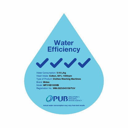 MIDEA MF310D100WB Front Load Washer Dryer 10/7kg