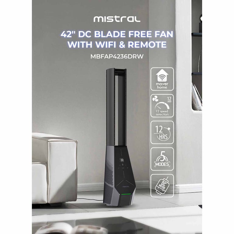 MISTRAL MBFAP4236DRW DC Blade Free Fan With Remote 42”