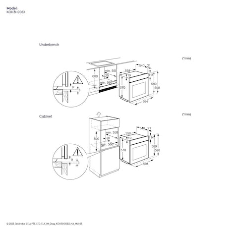 ELECTROLUX KOH3H00BX 60cm UltimateTaste 300 built-in single oven with 65L capacity