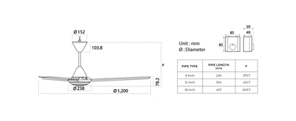 KDK M48SG 3-Blades AC Ceiling Fan with Regulator Control (120cm)