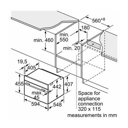 BOSCH CMG7361B1B Build In Combination Oven 45L