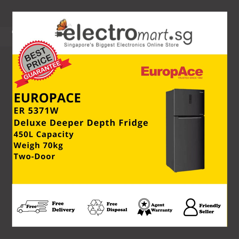 EuropAce ER 5371W 400L 2-Door Frost Free Top Freezer Fridge
