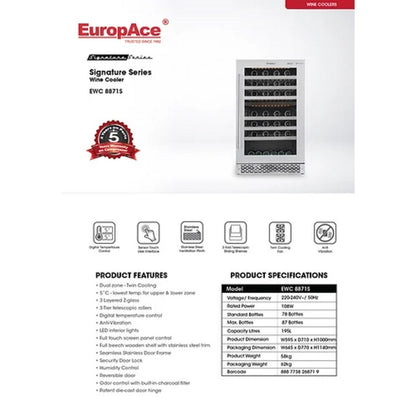 EuropAce EWC 8871S 87 Bottles Wine Chiller with Twin Cooling