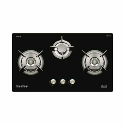 EuropAce Otimmo Package ECH 2101S + EBH 6381S 3 Burner 90cm Gas Hob - Black + 90cm SS430 Bulit-In Slim Hood