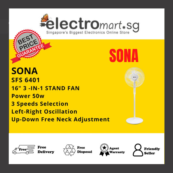 SONA SFS 6401 3 -IN-1 STAND FAN 16"