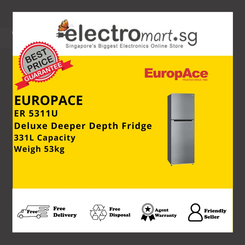 EuropAce ER 5311U 300L 2-Door Frost-Free Top Freezer Fridge