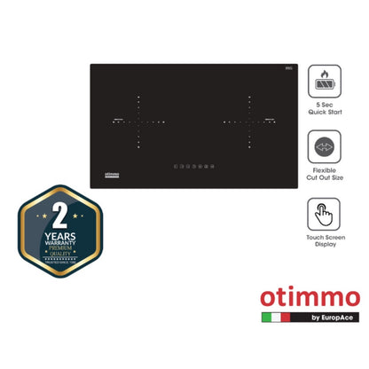 EuropAce Otimmo Package ECH 3121S + EIH 5220V Built-in Hod Vitroceramic & Induction Hub + Deluxe Curve Slim Hood 90cm