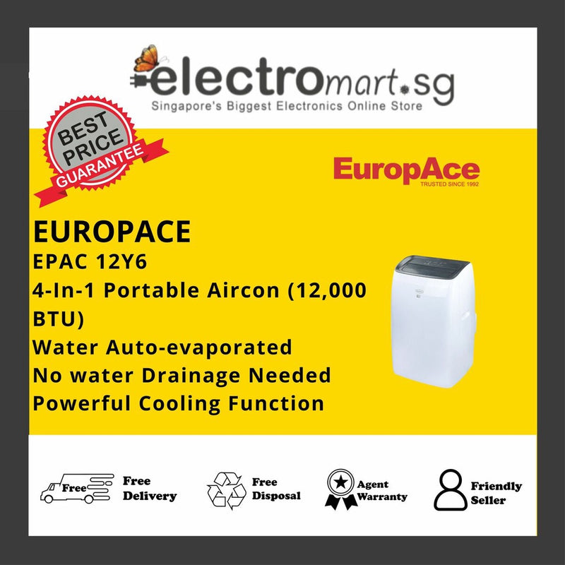 EuropAce EPAC 12Y6 4-In-1 Portable Aircon (12,000 BTU)