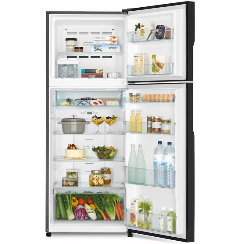 Hitachi Stylish Line Glass 2-Door Refrigerator RVGX480PMS9-XGR Gradation Gray 406L