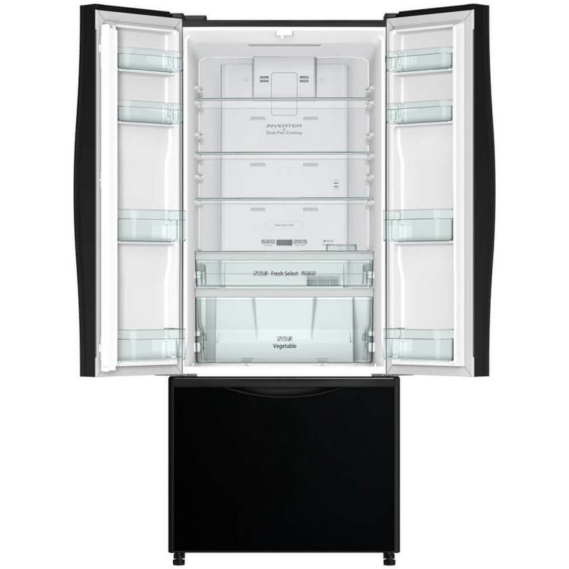 HITACHI R-WB560P9MS-GBK French Bottom Freezer 3 Door Glass Black (465L)