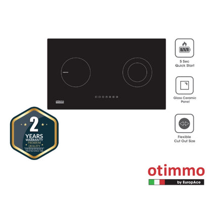 EuropAce Otimmo Package ECH 3121S + EIV 5221V Built-in Hod Vitroceramic & Induction Hub + Deluxe Curve Slim Hood 90cm