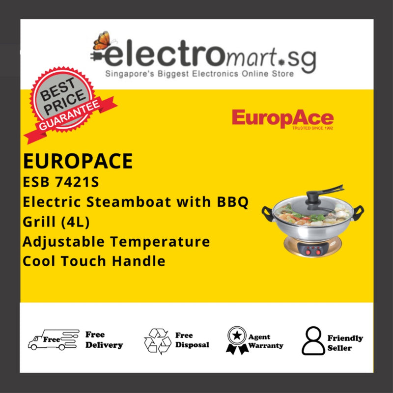 EUROPACE ESB 7421S 4.2L Steamboat + Hotplate Grill (Champagne Gold Base)