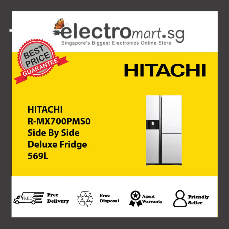 HITACHI R-MX700PMS0 Side By Side Deluxe Fridge 569L