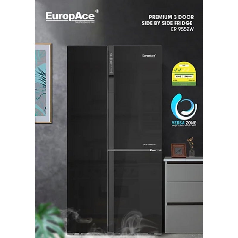 EuropAce ER 9552W 3-Door Side By Side (Black Glass)