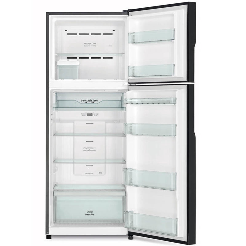 Hitachi Stylish Line Glass 2-Door Refrigerator RVGX480PMS9-XGR Gradation Gray 406L