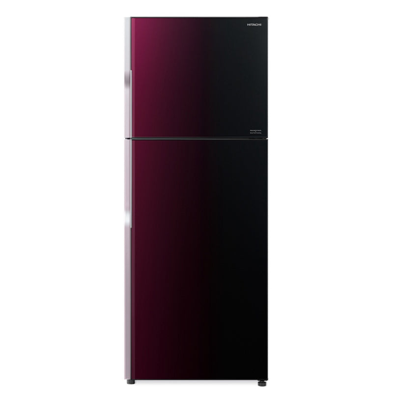 Hitachi Stylish Line Glass 2-Door Refrigerator RVGX480PMS9-XRZ Gradation Rose Red 407L