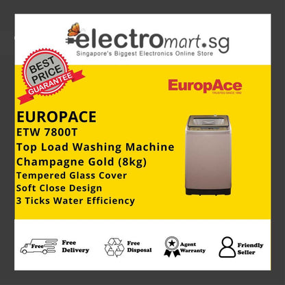 EuropAce ETW 7800T / IMK + Dealers Top Load Washing Machine Champagne Gold 8kg