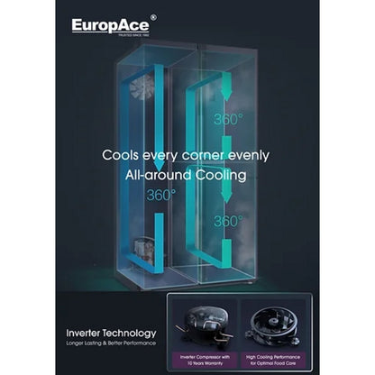 EuropAce ER 9552W 3-Door Side By Side (Black Glass)