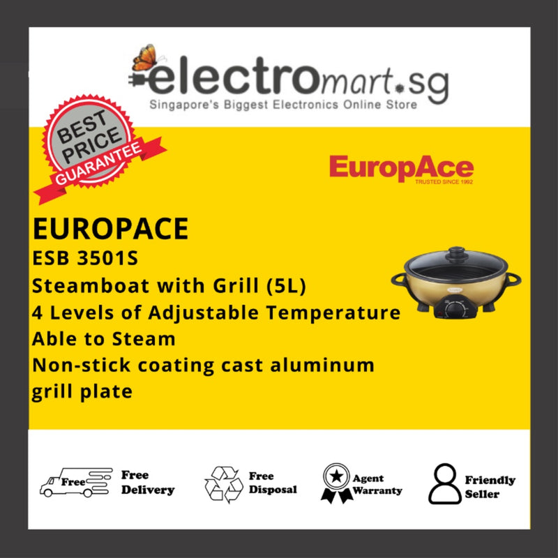 EUROPACE ESB 3501S 5L Steamboat with Grill (Champagne Gold Base)