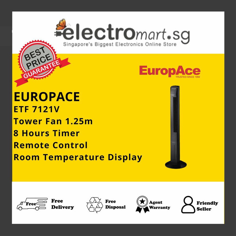 EuropAce ETF 7121V Tower Fan 1.25m Singapore's Tallest and Most Powerful