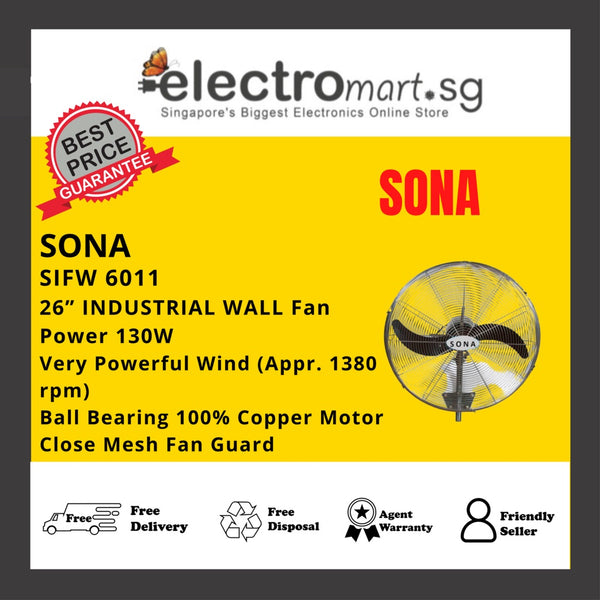 SONA SIFW 6011 26” INDUSTRIAL WALL FAN